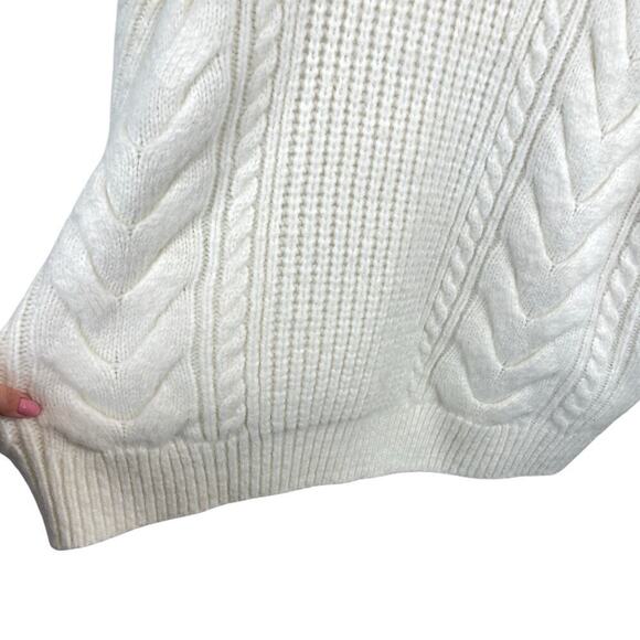 Helsa Serena Cable Knit Wool Blend Button Up Cardigan Sweater White Size Small - Picture 9 of 11